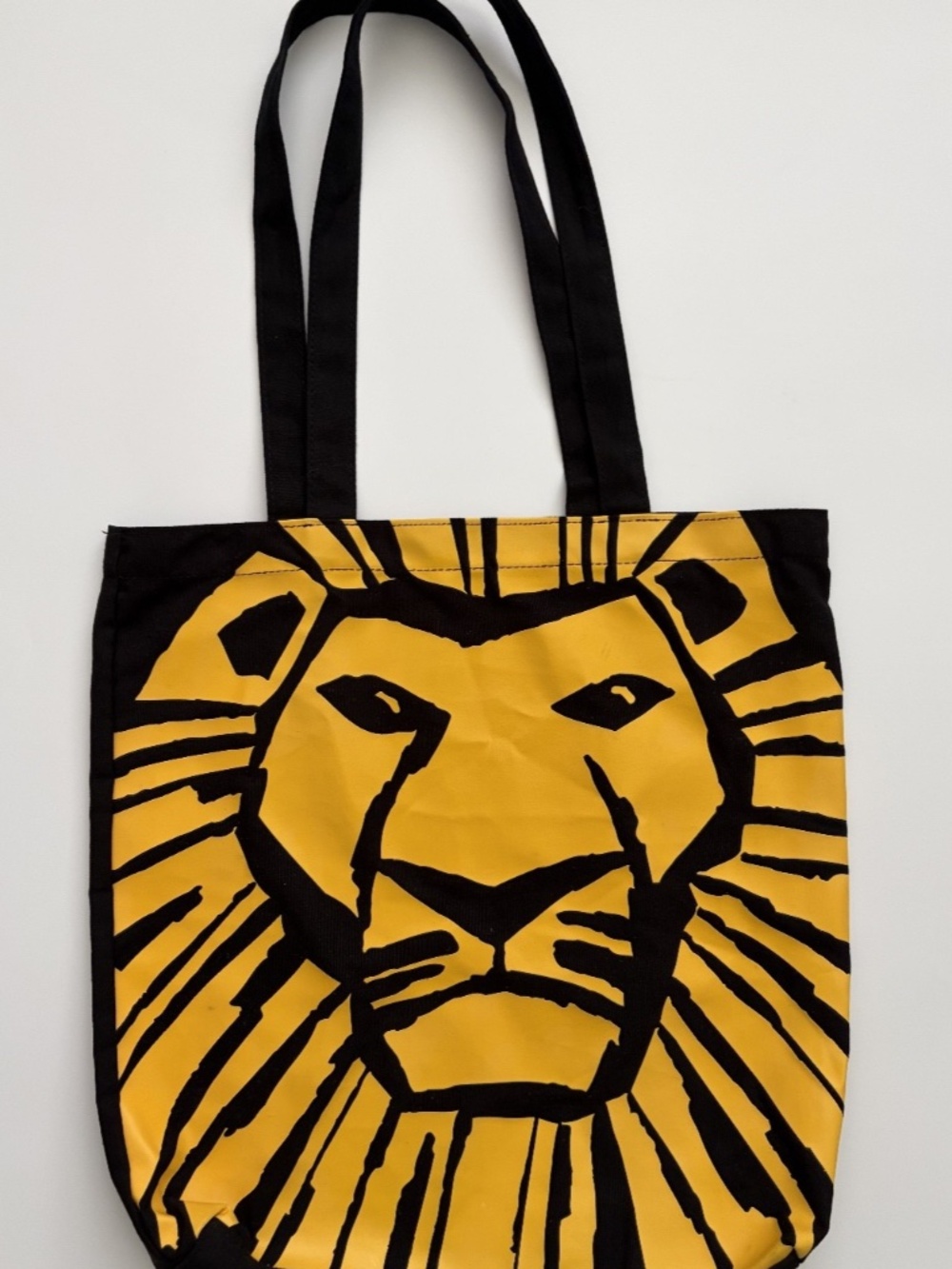 Lion King Cotton Canvas Tote Bag Black Yellow Print 14 x 13.5 Disney Reusable